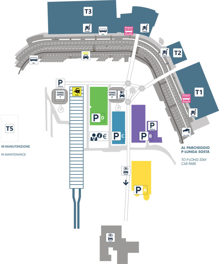 Схема терминалов аэропорта Фьюмичино